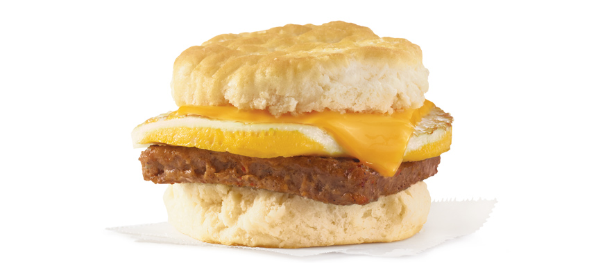 Breakfast Sausage, Egg and Cheese Biscuit Sandwich