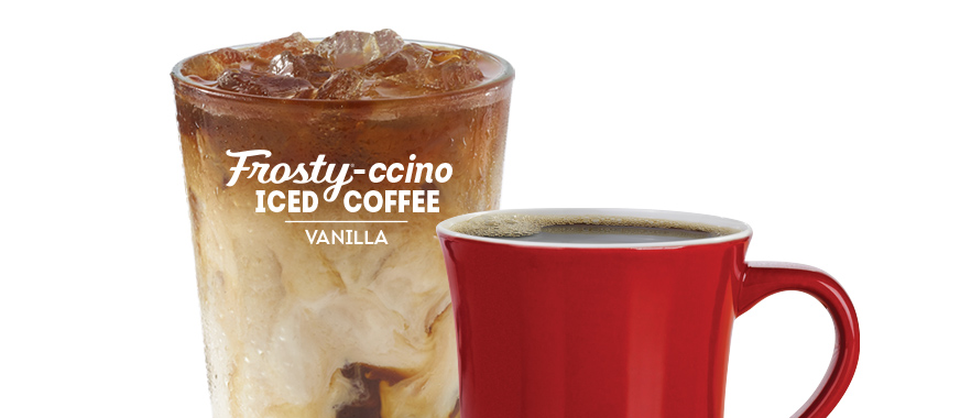 Vanilla Frosty®-ccino y café caliente.