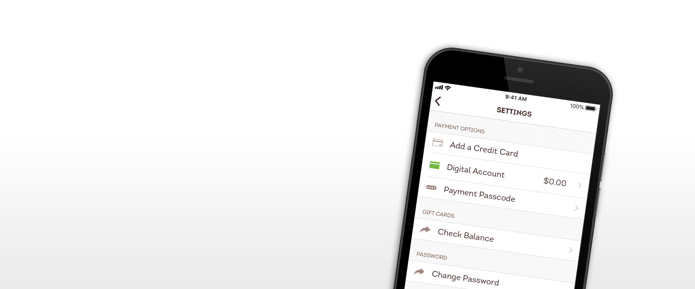 Opciones de pago móvil de la aplicación Wendy's