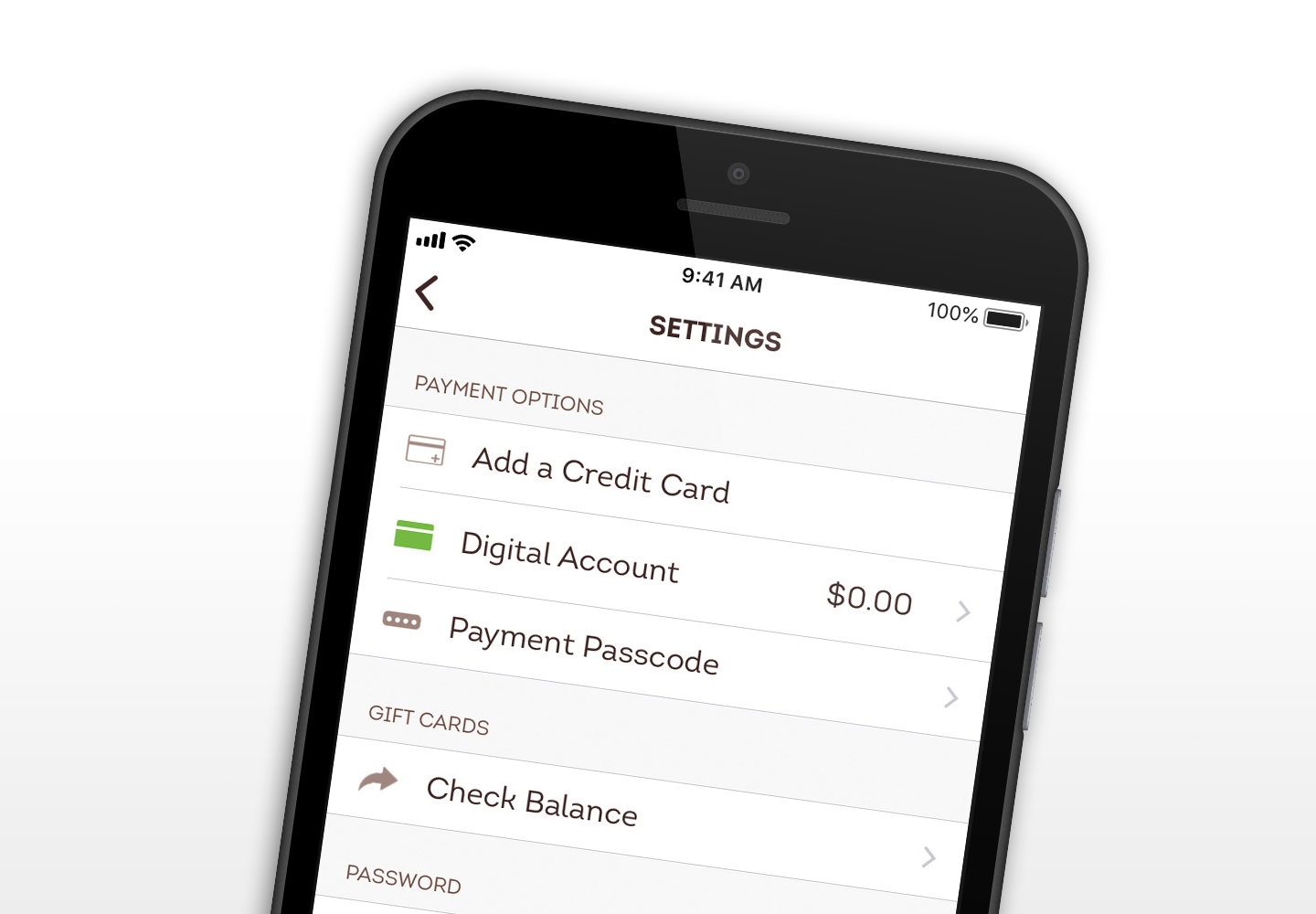 Opciones de pago móvil de la aplicación Wendy's