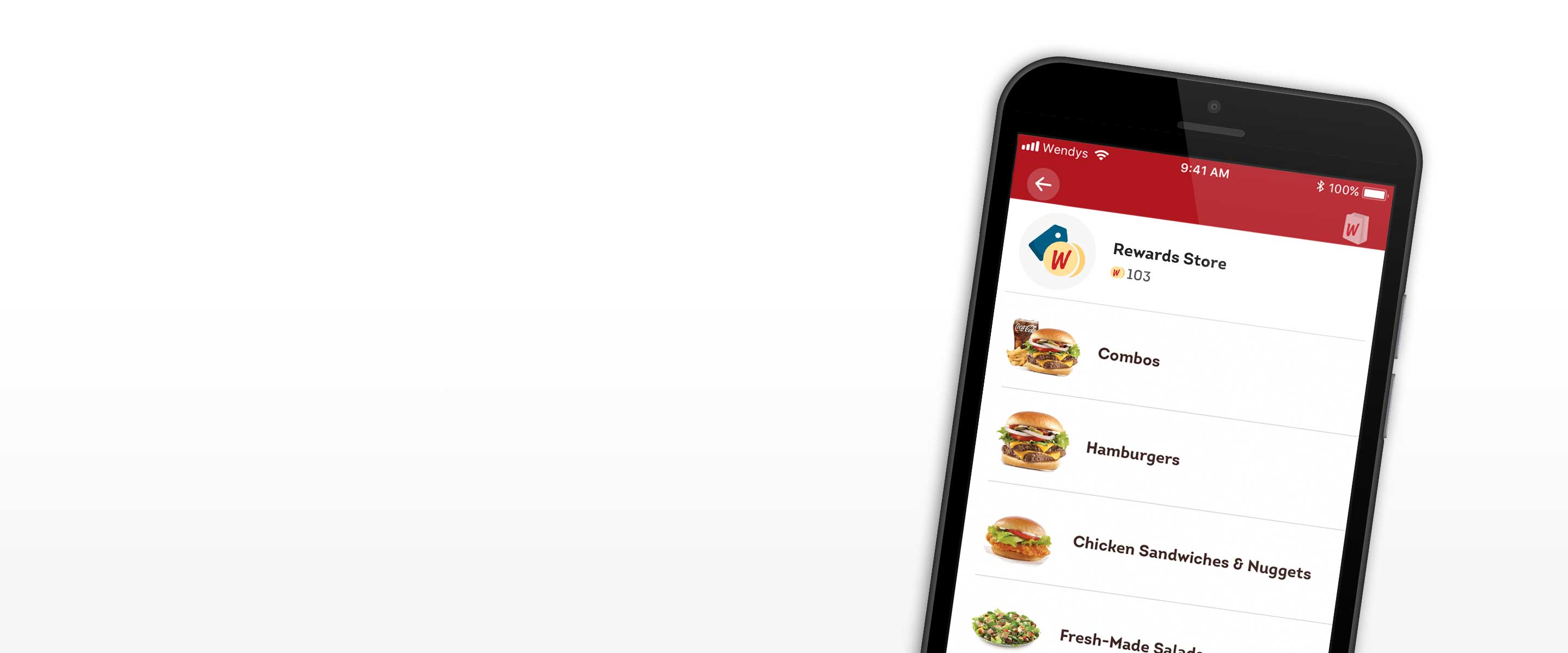 Menú de Wendy's en teléfono móvil