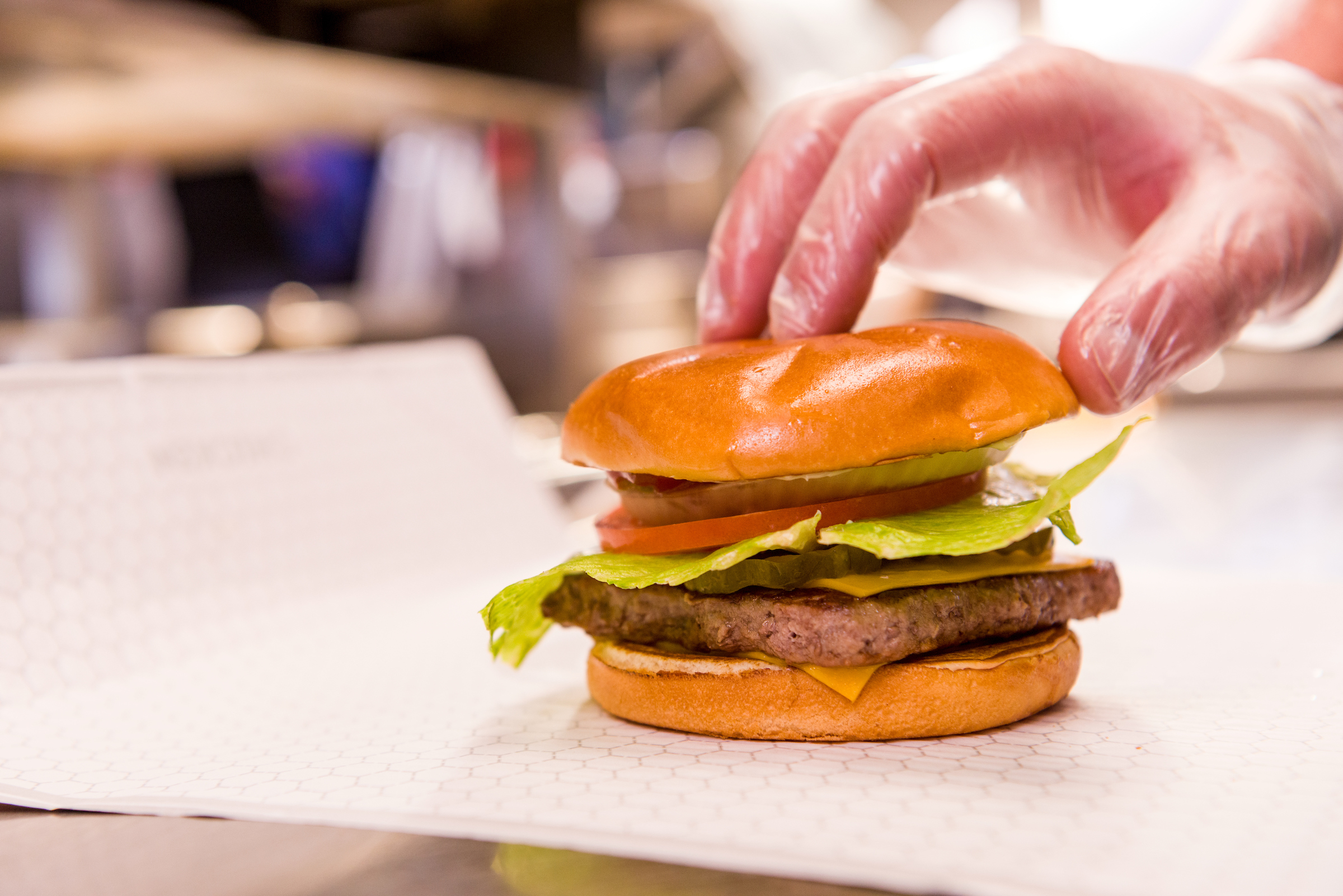 putting hamburger together