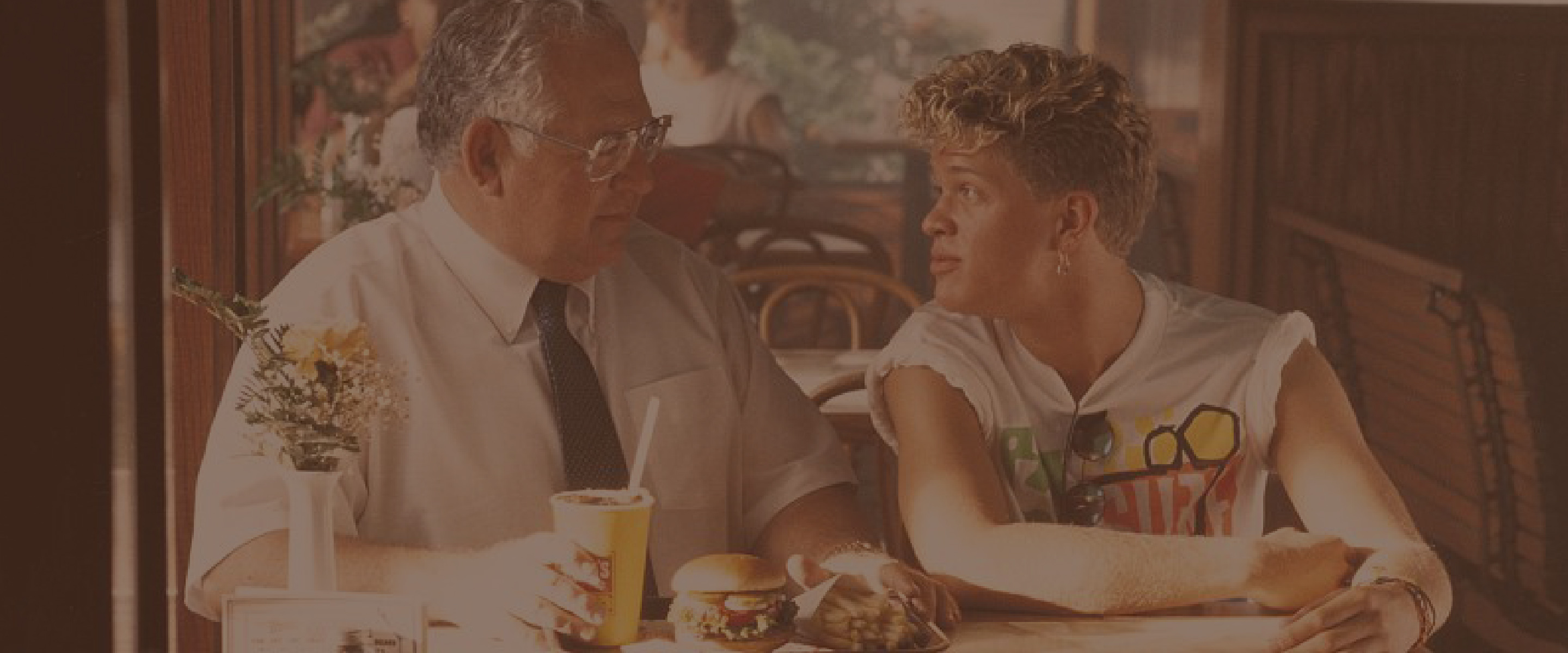 Dave with teenager in TV commercial