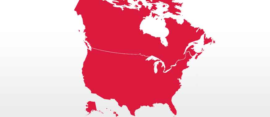 illustrated map of United States and Canada