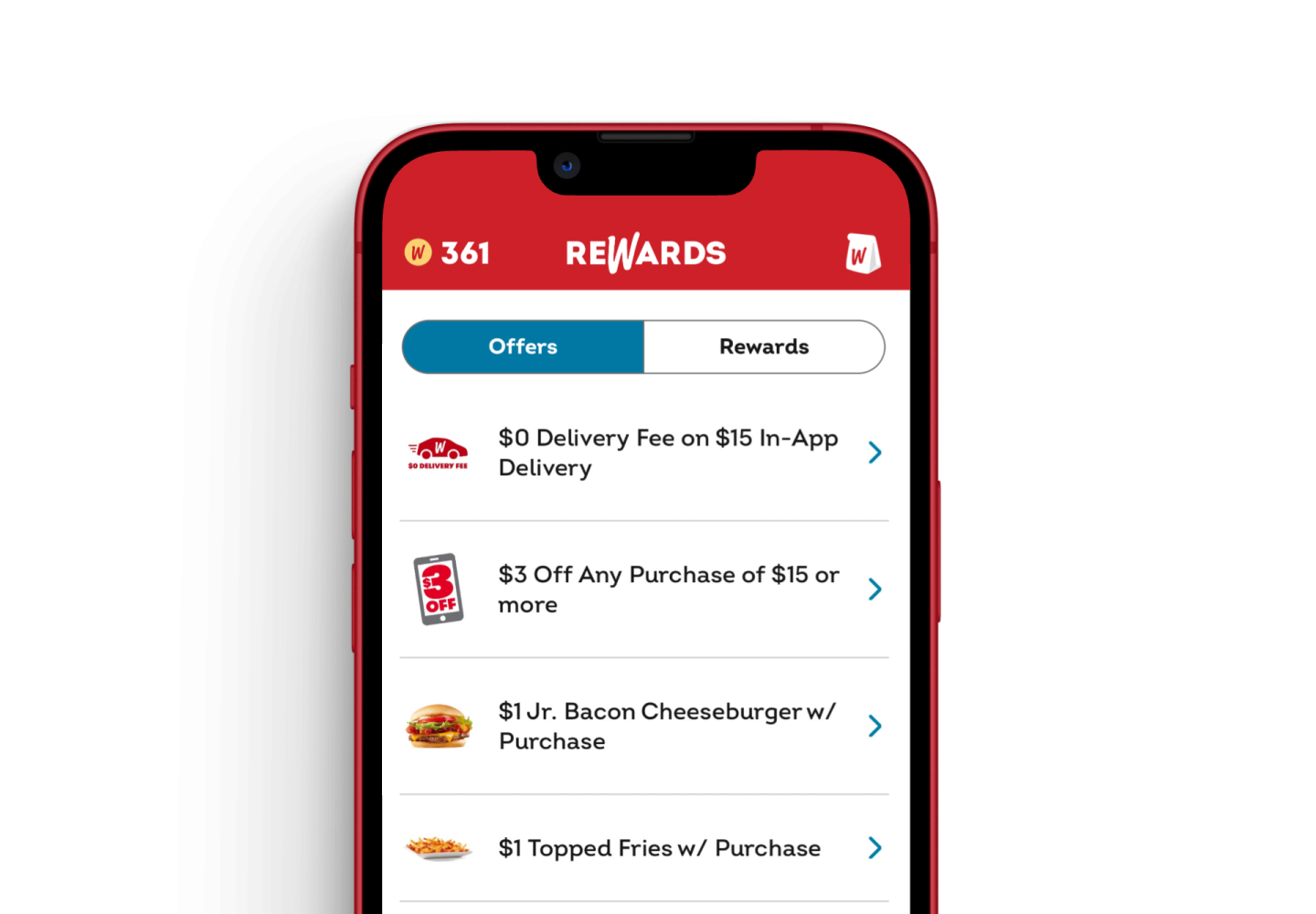 Wendy's Rewards App Screen