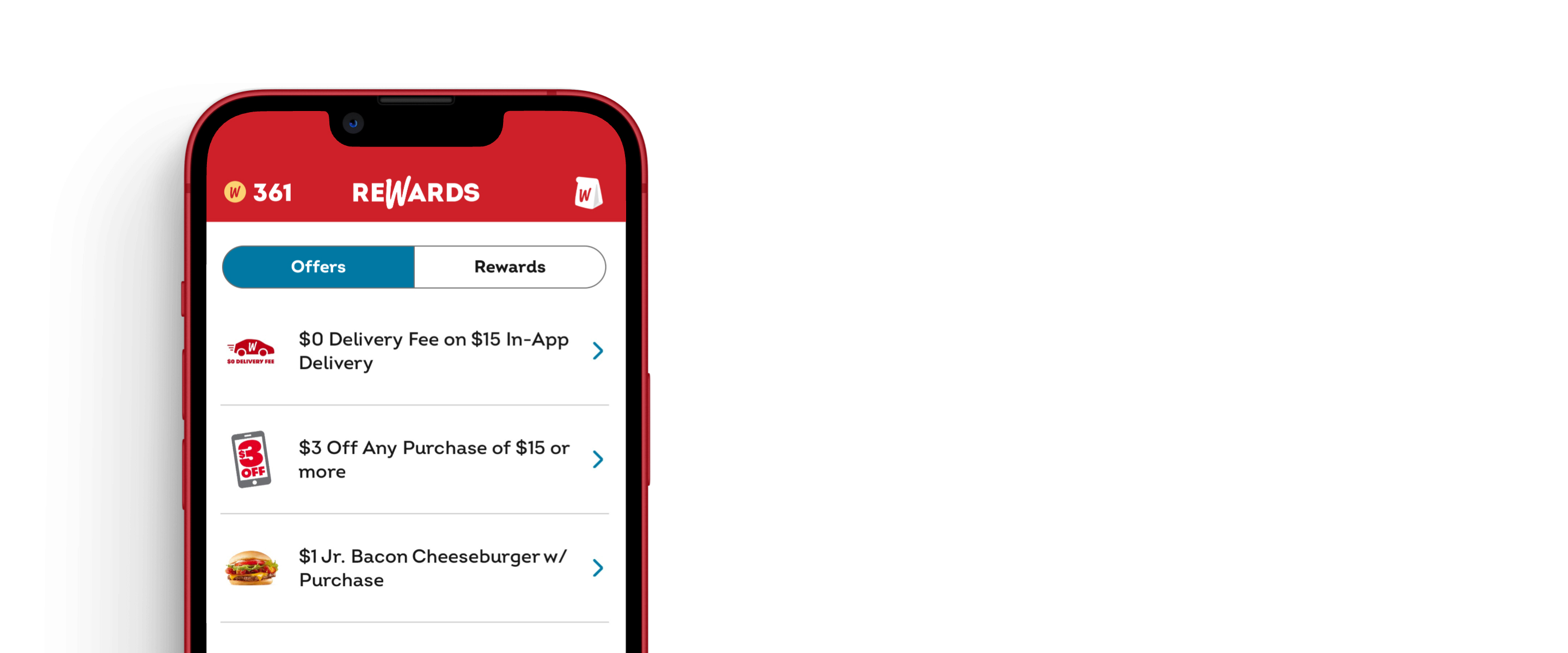 Wendy's Rewards App Screen