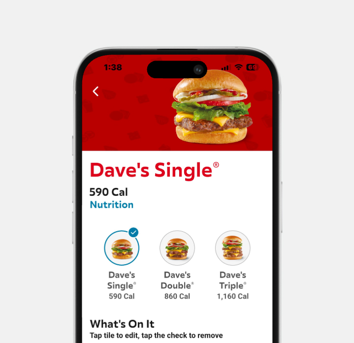 Menu Item Details Screen