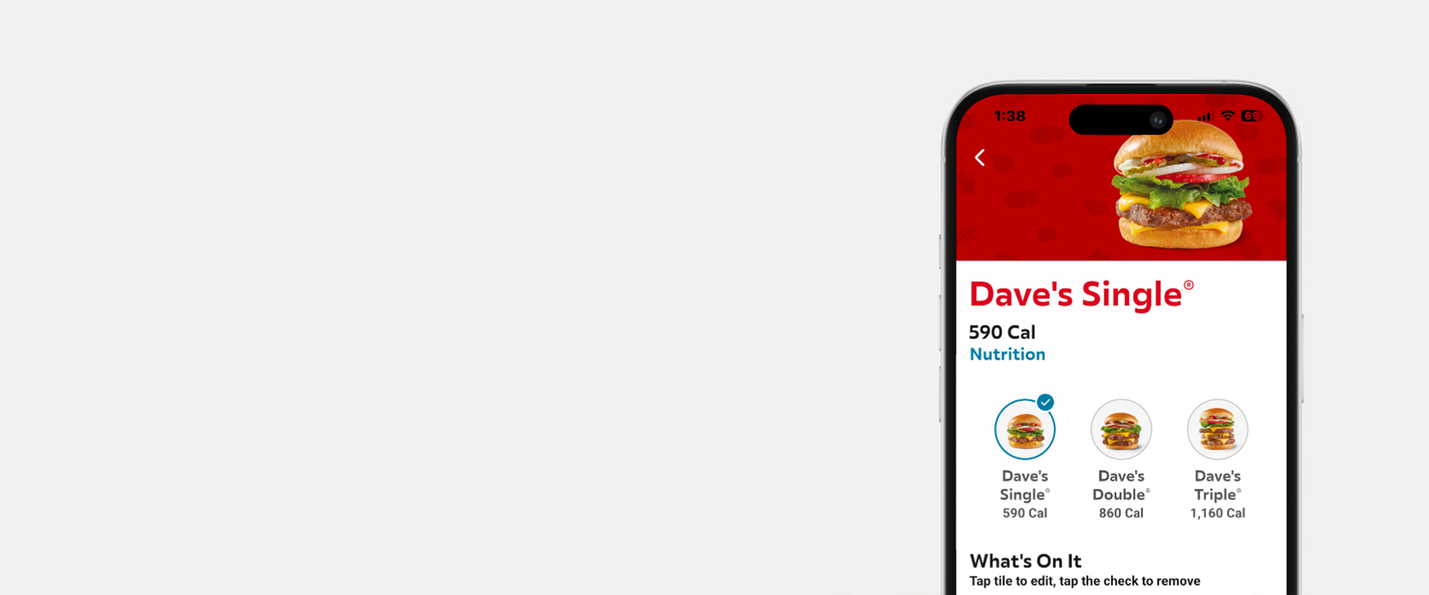 Menu Item Details Screen