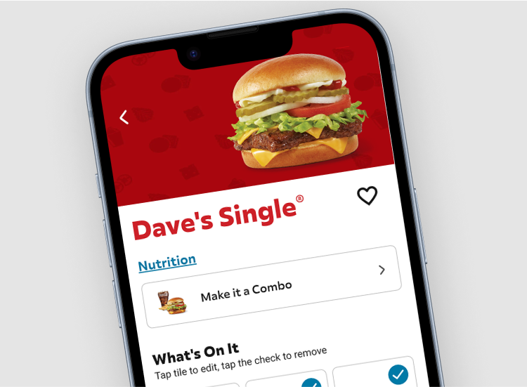 Mobile phone showing Dave's Single product information