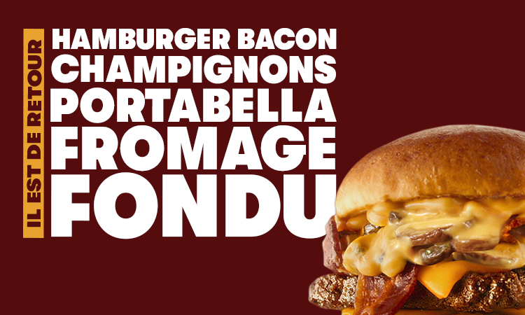 Il Est De Retour Hamburger Bacon Champignons Portabella Fromage Fondu