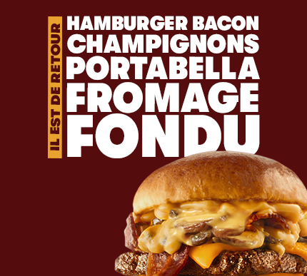 Il Est De Retour Hamburger Bacon Champignons Portabella Fromage Fondu