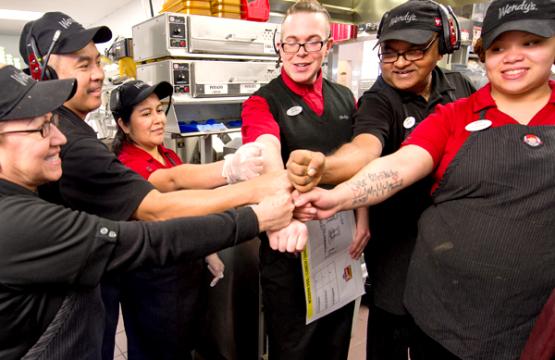 Wendy's employee team meeting