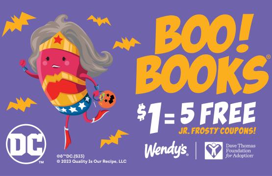 Wendy's Frosty Boo! Books Featuring Character Dressed as DC Wonder Woman