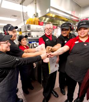 Wendy's employee team meeting