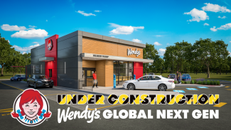 Wendy's Global Next Gen Restaurant Rendering with "Under Construction" text overlay