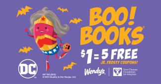 Wendy's Frosty Boo! Books Featuring Character Dressed as DC Wonder Woman
