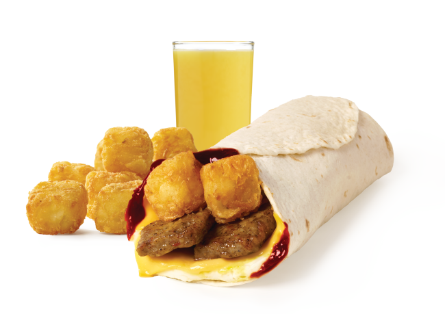 Sausage breakfast wrap combo, hp sauce