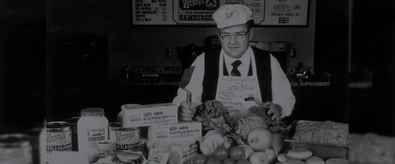 Dave with Wendy's food and ingredients