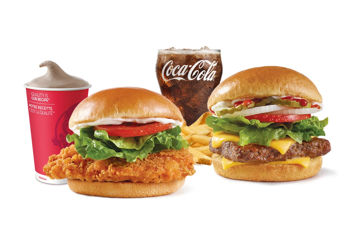 Wendy's Delivery: Spicy Chicken sandwich, Dave's Single®, Frosty®, Coca-Cola®, and fries