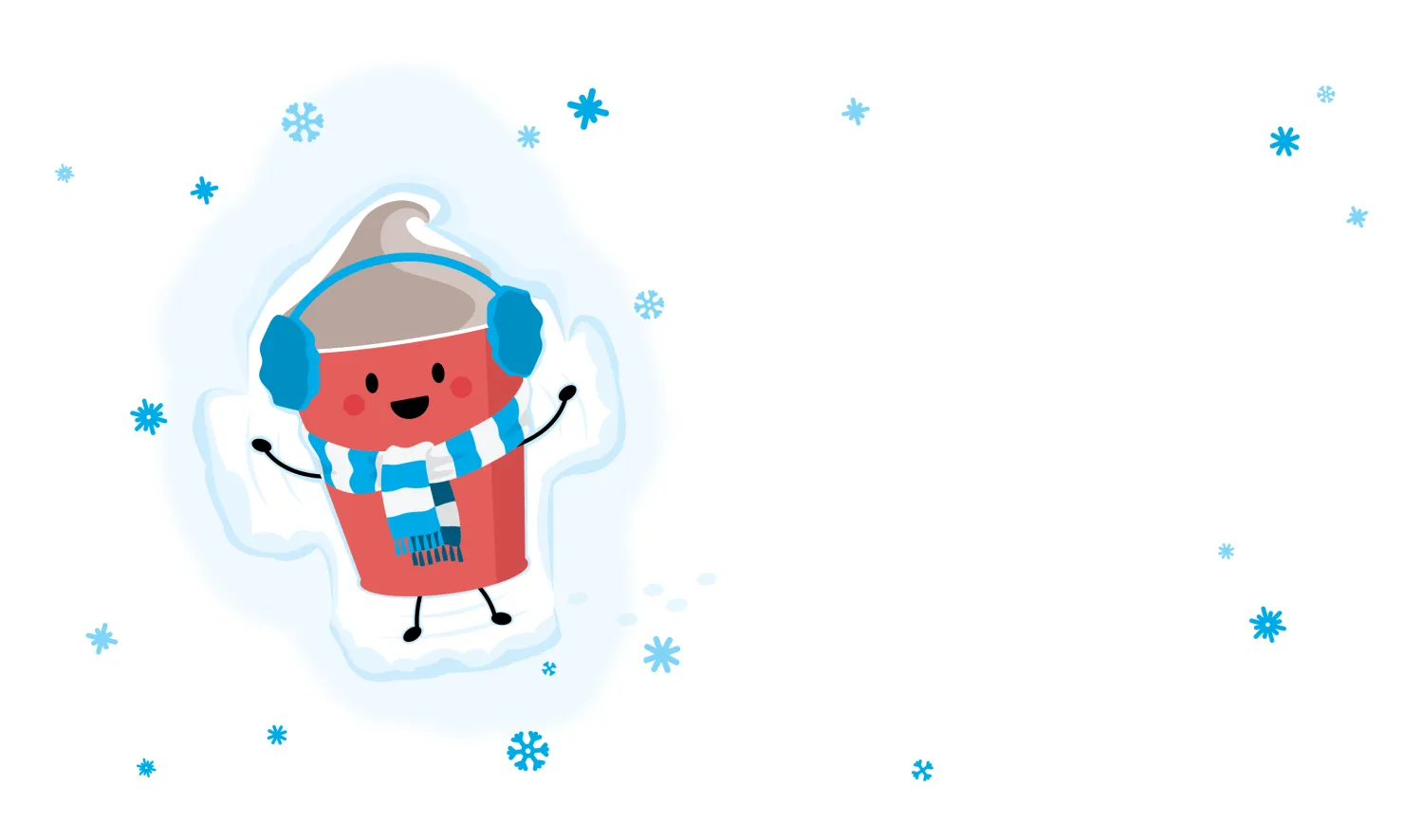 Wendy's $2 Frosty Key Tag: Frosty character making a snow angel and snowflakes