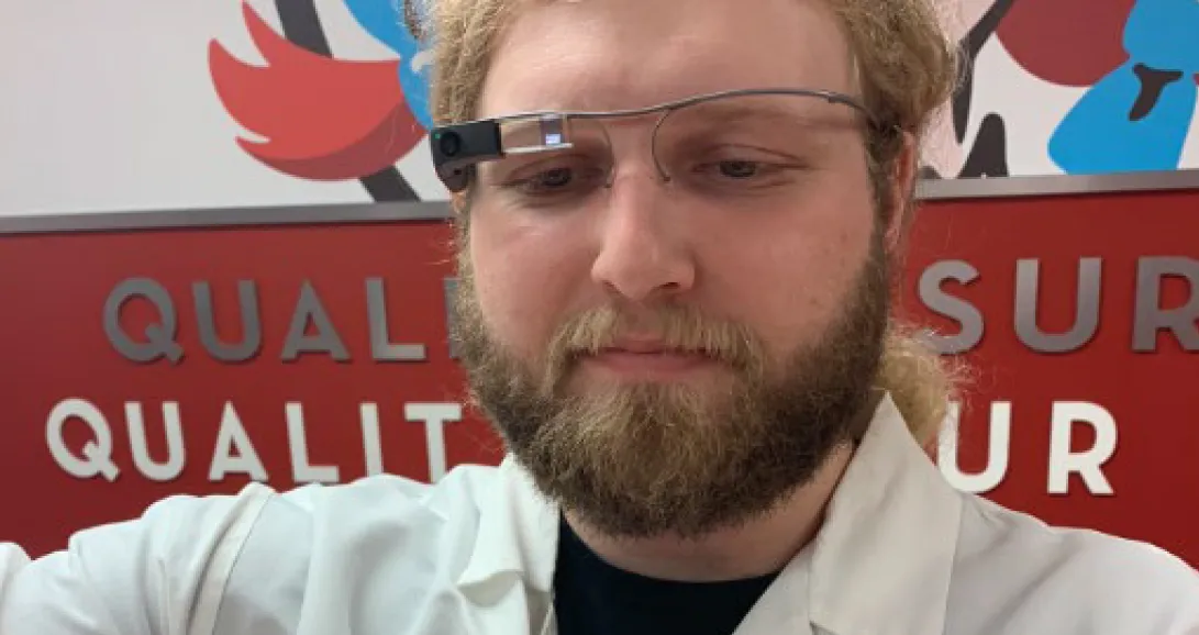 Man wearing smart glasses