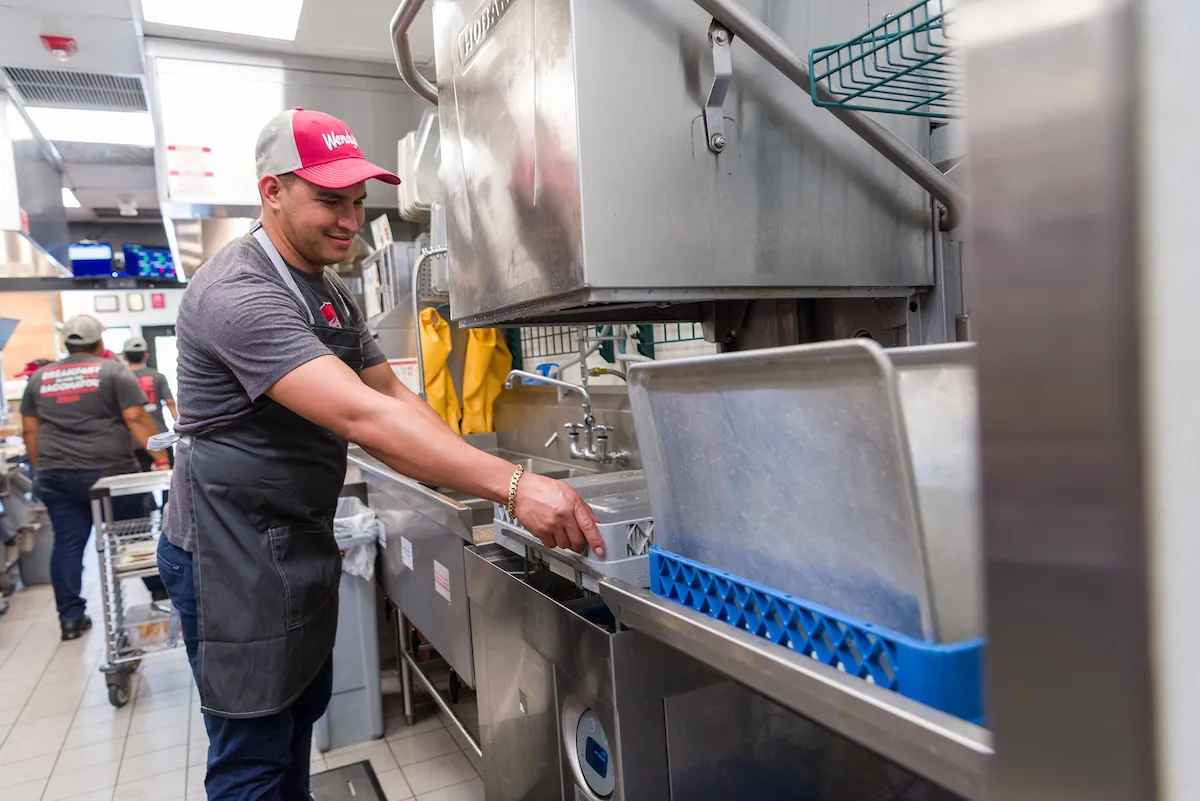 Wendy's crew member in kitchen