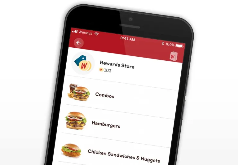 Menú de Wendy's en teléfono móvil