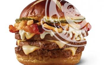 Wendy's Pretzel Bacon Pub Cheeseburger Triple