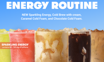 Wendy's new Sparkling Energy, Cold Brew with cream, Caramel Cold Foam, and Chocolate Cold Foam